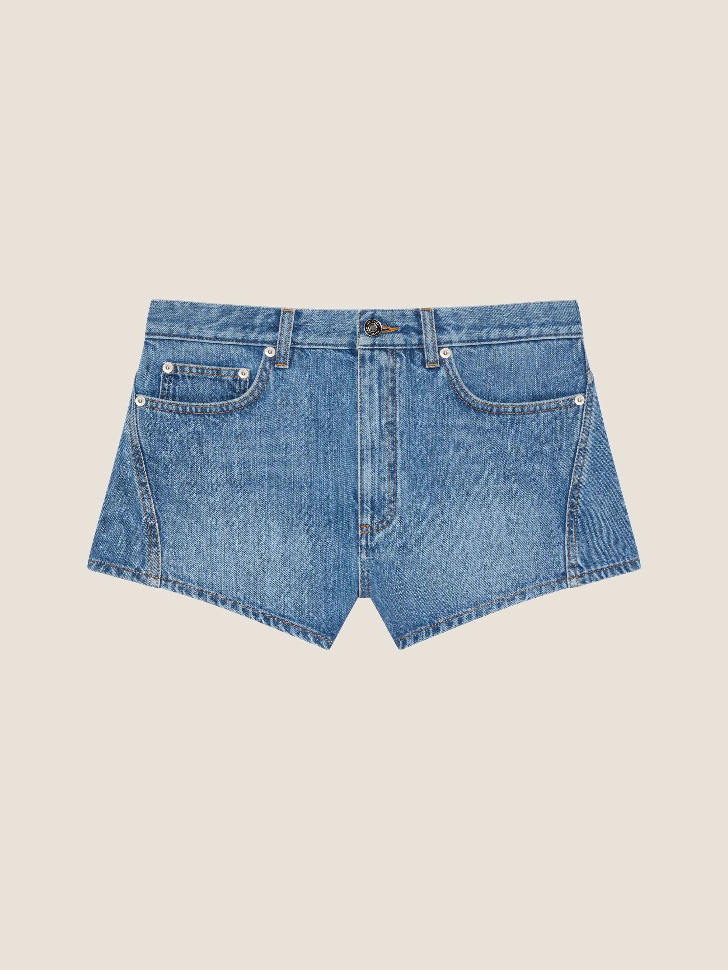 Short mini in denim slavato